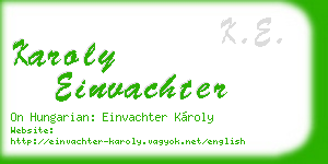 karoly einvachter business card