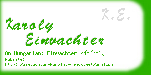 karoly einvachter business card